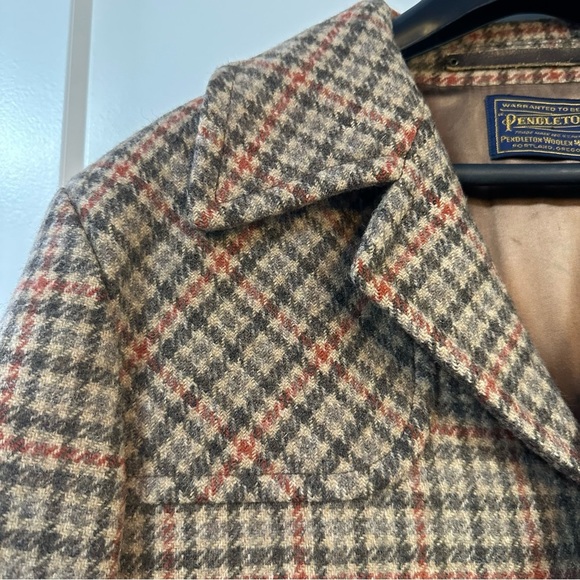 Vintage Pendleton men’s wool overcoat houndstooth plaid size 40 - Picture 11 of 17